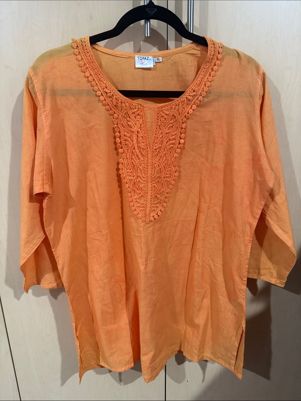 Orange Embroidered Women's Tunic